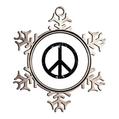 Vintage Peace Sign White Distressed Gift Metallic Star Ornament