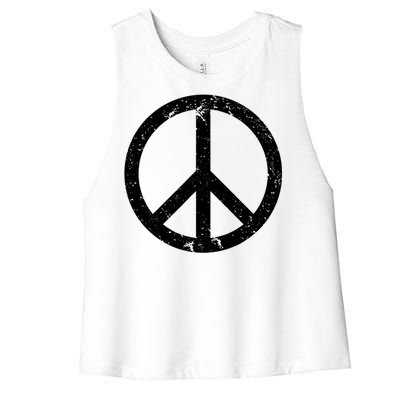 Vintage Peace Sign White Distressed Gift Women's Racerback Cropped Tank