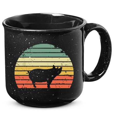 Vintage Pig Shirts Retro Sunset Colors Silhouette Pig 15oz Campfire Ceramic Mug