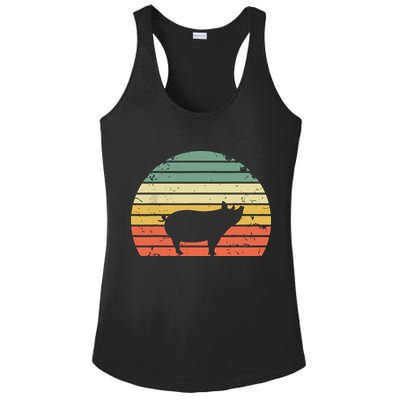 Vintage Pig Shirts Retro Sunset Colors Silhouette Pig Ladies PosiCharge Competitor Racerback Tank