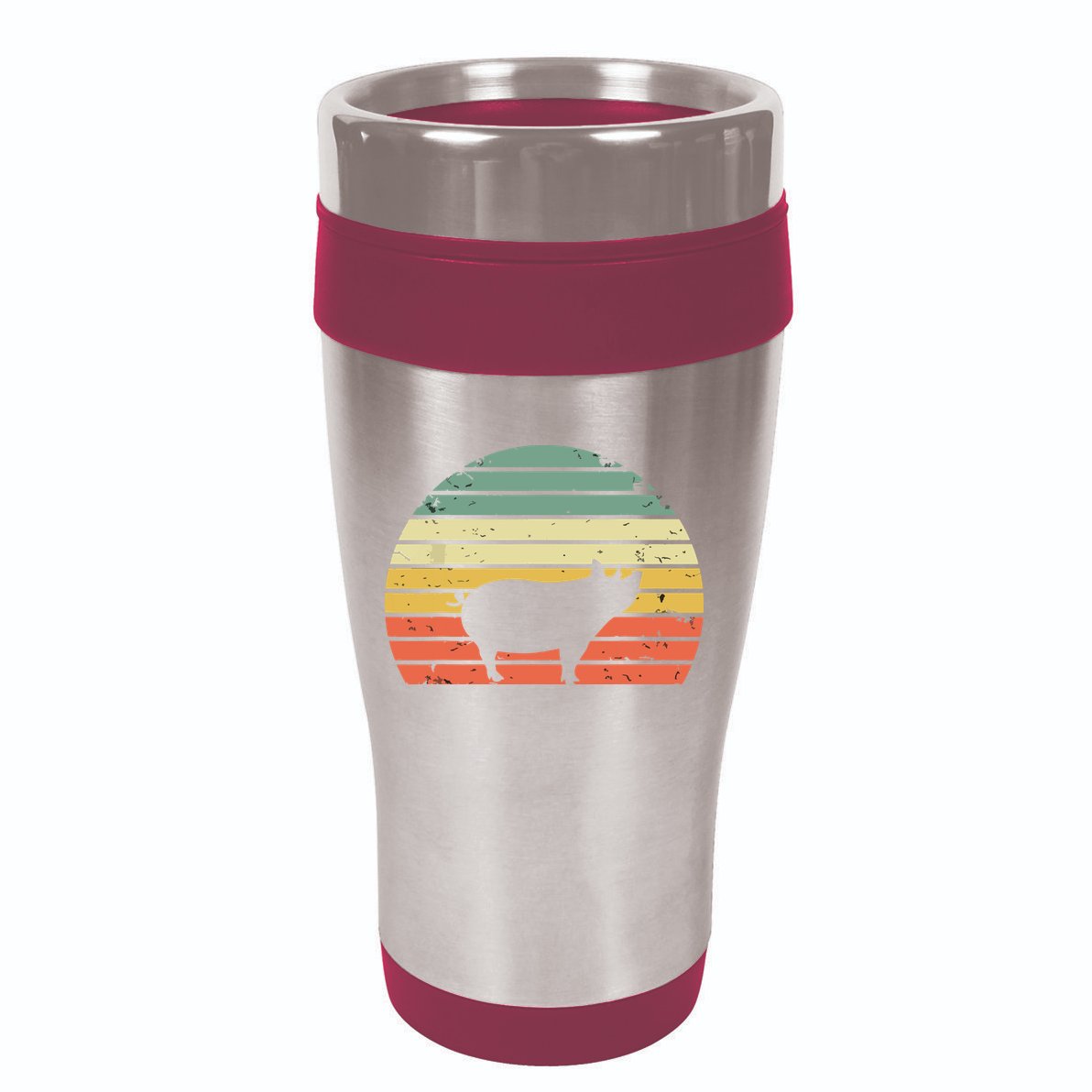 Vintage Pig Shirts Retro Sunset Colors Silhouette Pig 16oz Travel Tumbler