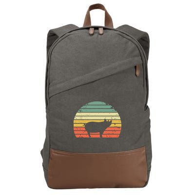Vintage Pig Shirts Retro Sunset Colors Silhouette Pig Cotton Canvas Backpack