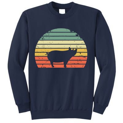 Vintage Pig Shirts Retro Sunset Colors Silhouette Pig Sweatshirt
