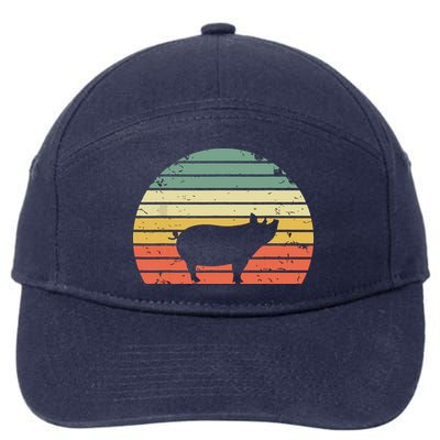 Vintage Pig Shirts Retro Sunset Colors Silhouette Pig 7-Panel Snapback Hat