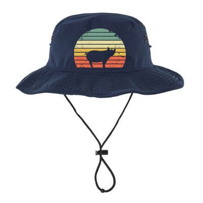 Vintage Pig Shirts Retro Sunset Colors Silhouette Pig Bucket Hat