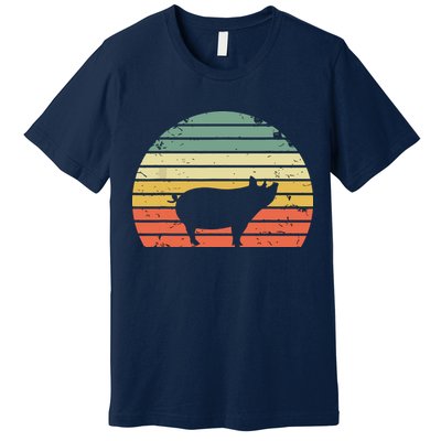 Vintage Pig Shirts Retro Sunset Colors Silhouette Pig Premium T-Shirt