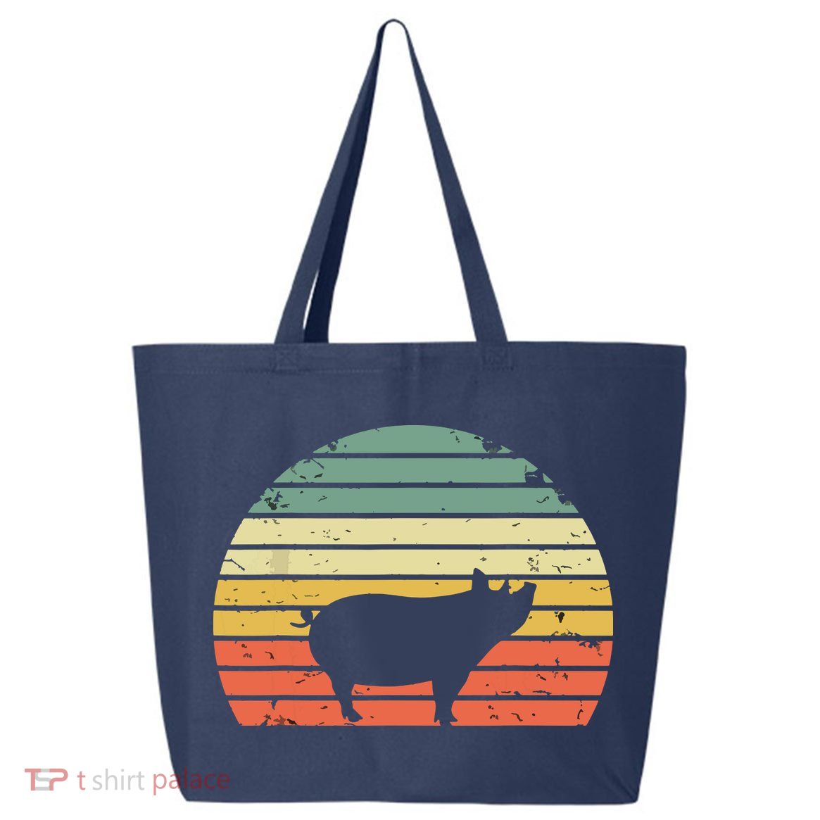Vintage Pig Shirts Retro Sunset Colors Silhouette Pig 25L Jumbo Tote