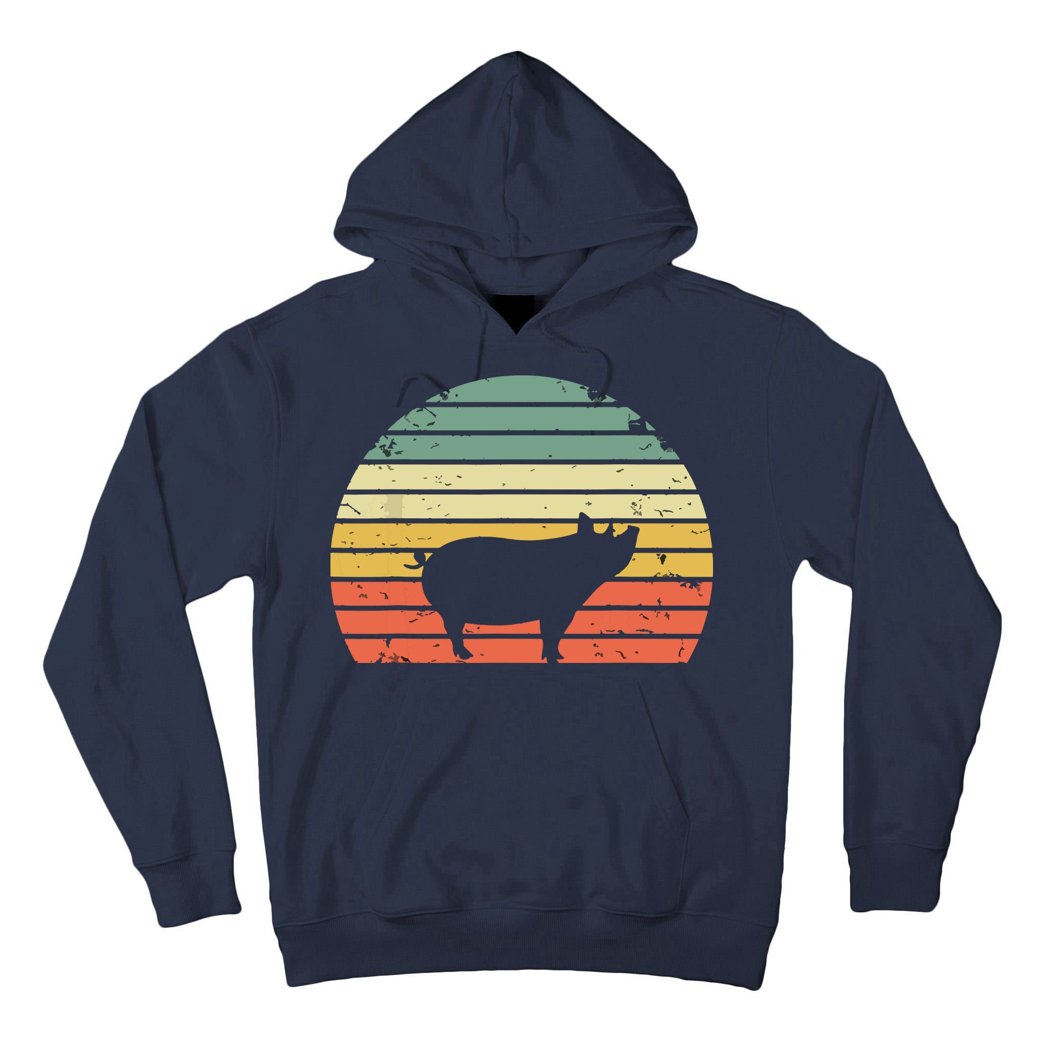 Vintage Pig Shirts Retro Sunset Colors Silhouette Pig Tall Hoodie
