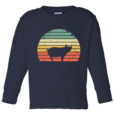 Vintage Pig Shirts Retro Sunset Colors Silhouette Pig Toddler Long Sleeve Shirt