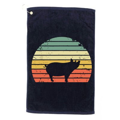 Vintage Pig Shirts Retro Sunset Colors Silhouette Pig Golf Towel