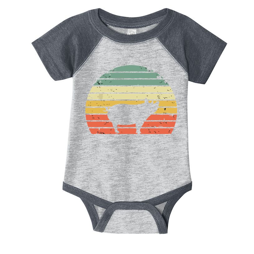Vintage Pig Shirts Retro Sunset Colors Silhouette Pig Infant Baby Jersey Bodysuit