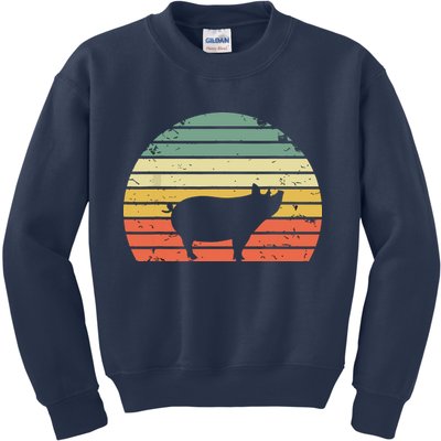 Vintage Pig Shirts Retro Sunset Colors Silhouette Pig Kids Sweatshirt