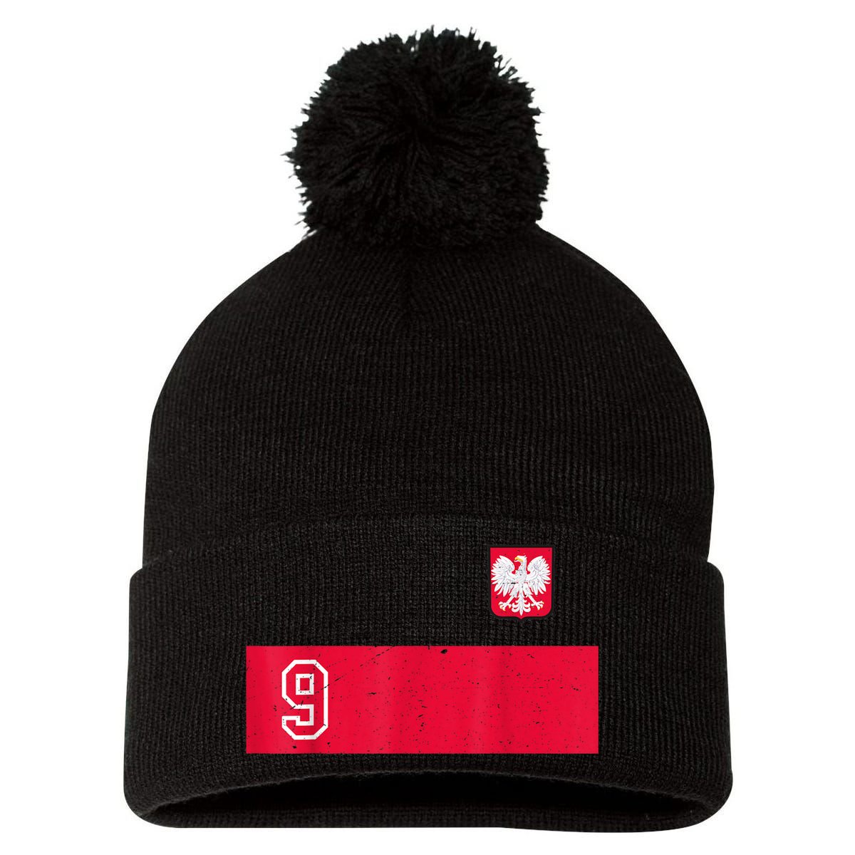 Vintage Poland Soccer Jersey Polska Football Pom Pom 12in Knit Beanie