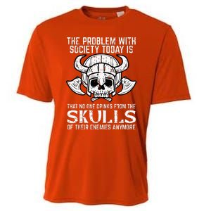 Viking Problem Society Today Skull Funny Norse Mythology Cooling Performance Crew T-Shirt