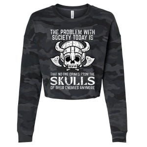 Viking Problem Society Today Skull Funny Norse Mythology Cropped Pullover Crew