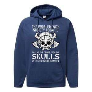 Viking Problem Society Today Skull Funny Norse Mythology Performance Fleece Hoodie