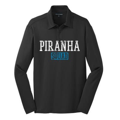 Vintage Piranha Squad Silk Touch Performance Long Sleeve Polo