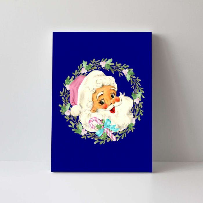 Vintage Pink Santa Claus Pink Christmas Design Cute Gift Canvas