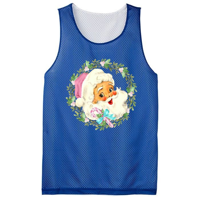 Vintage Pink Santa Claus Pink Christmas Design Cute Gift Mesh Reversible Basketball Jersey Tank