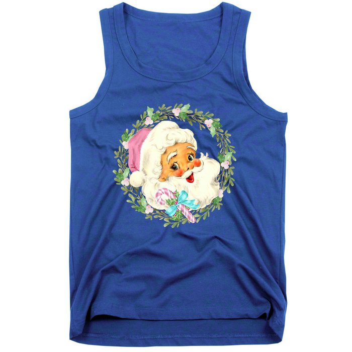 Vintage Pink Santa Claus Pink Christmas Design Cute Gift Tank Top