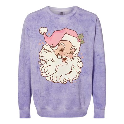 Vintage Pink Santa Claus Pink Christmas Design Meaningful Gift Colorblast Crewneck Sweatshirt