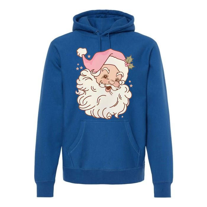 Vintage Pink Santa Claus Pink Christmas Design Meaningful Gift Premium Hoodie