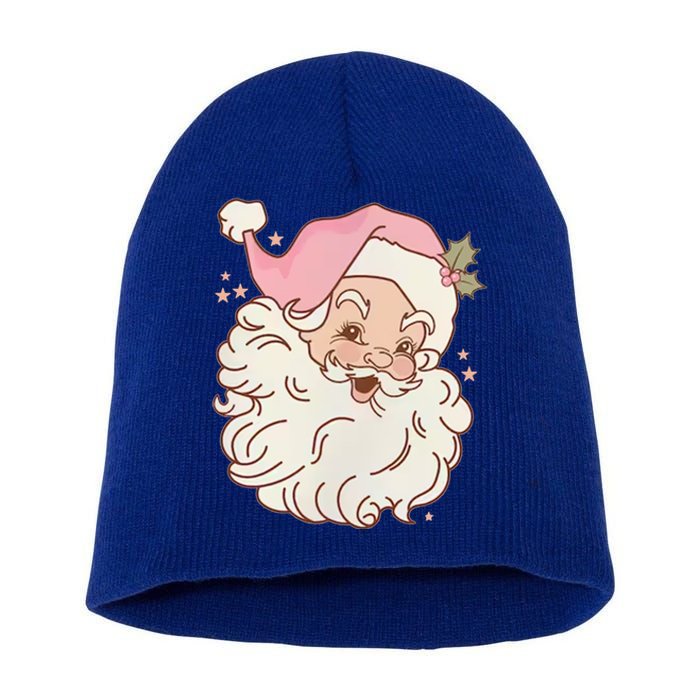 Vintage Pink Santa Claus Pink Christmas Design Meaningful Gift Short Acrylic Beanie