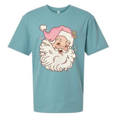 Vintage Pink Santa Claus Pink Christmas Design Meaningful Gift Sueded Cloud Jersey T-Shirt