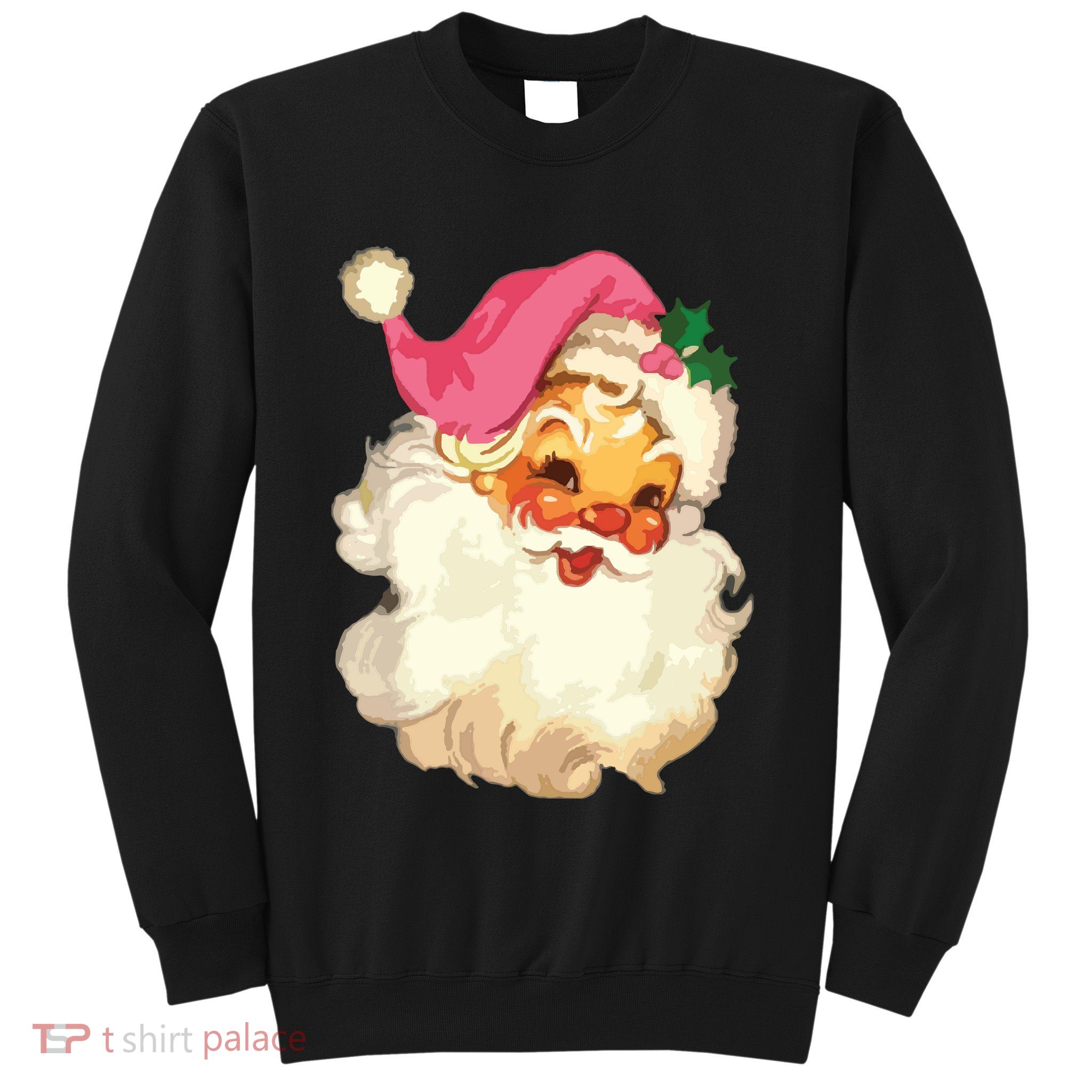 Vintage Pink Santa Claus Pink Christmas Design Sweatshirt