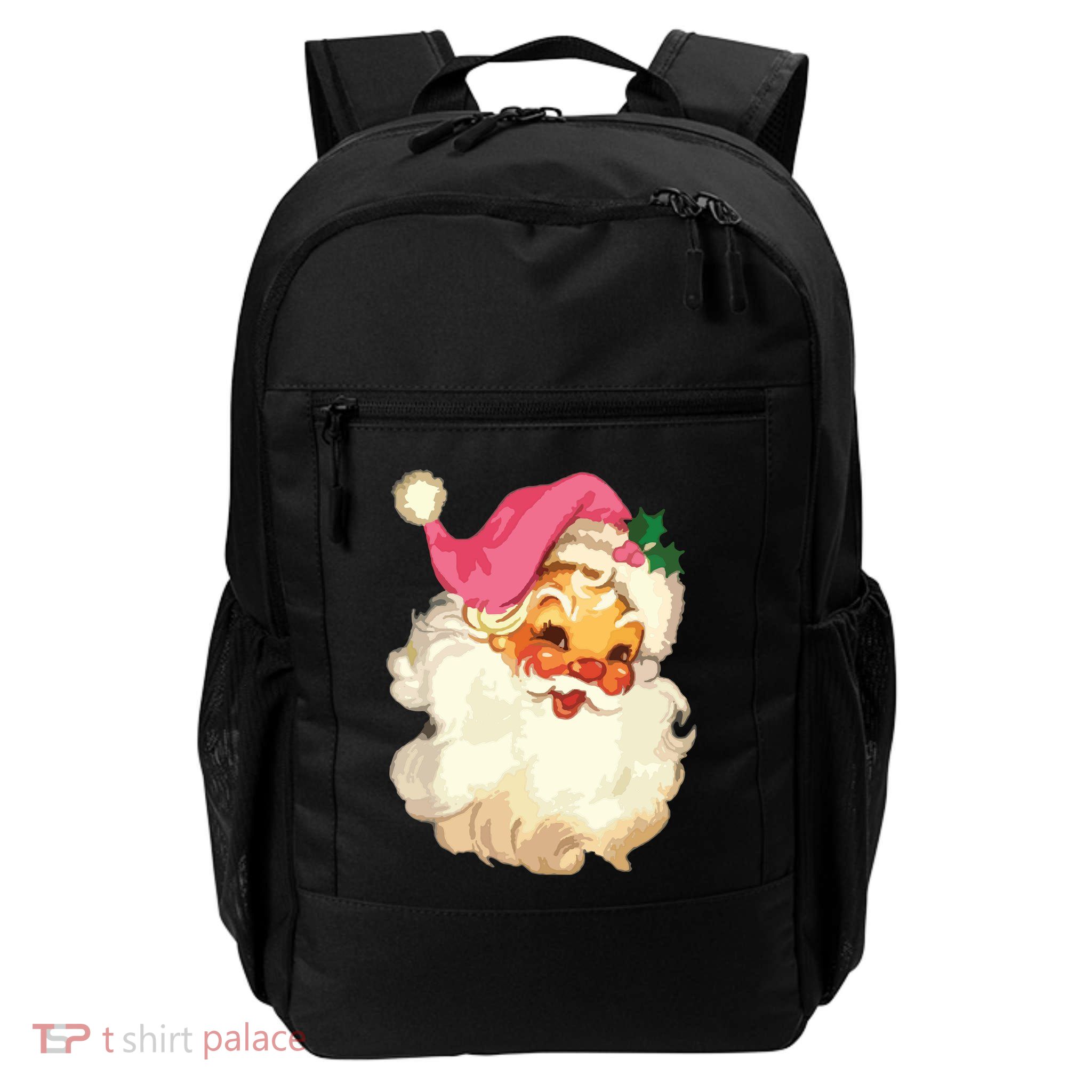 Vintage Pink Santa Claus Pink Christmas Design Backpack