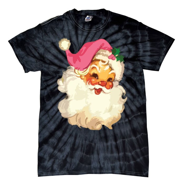 Vintage Pink Santa Claus Pink Christmas Design Tie-Dye T-Shirt