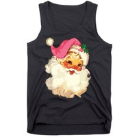 Vintage Pink Santa Claus Pink Christmas Design Tank Top