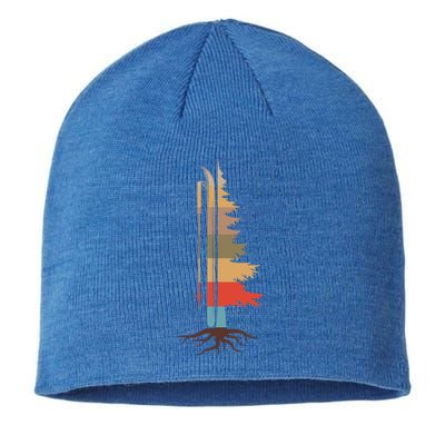 Vintage Pine Ski Great Gift Skiing Funny Gift Sustainable Beanie