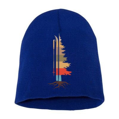 Vintage Pine Ski Great Gift Skiing Funny Gift Short Acrylic Beanie