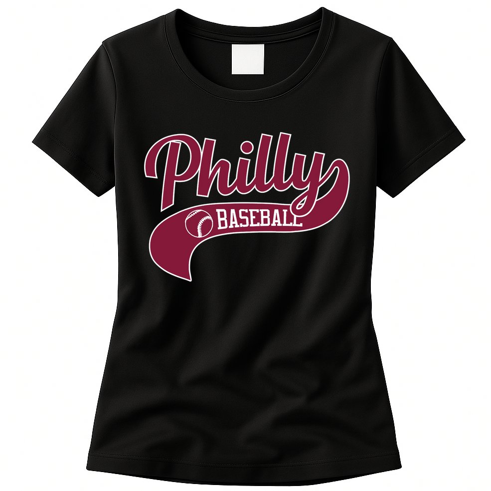 Vintage Philly Swoosh Retro Philadelphia Baseball Womens T-Shirt