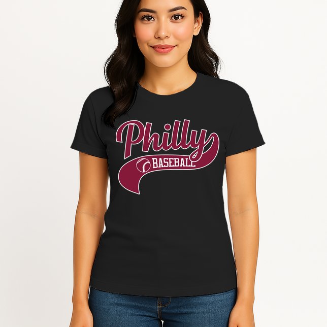 Vintage Philly Swoosh Retro Philadelphia Baseball Womens T-Shirt