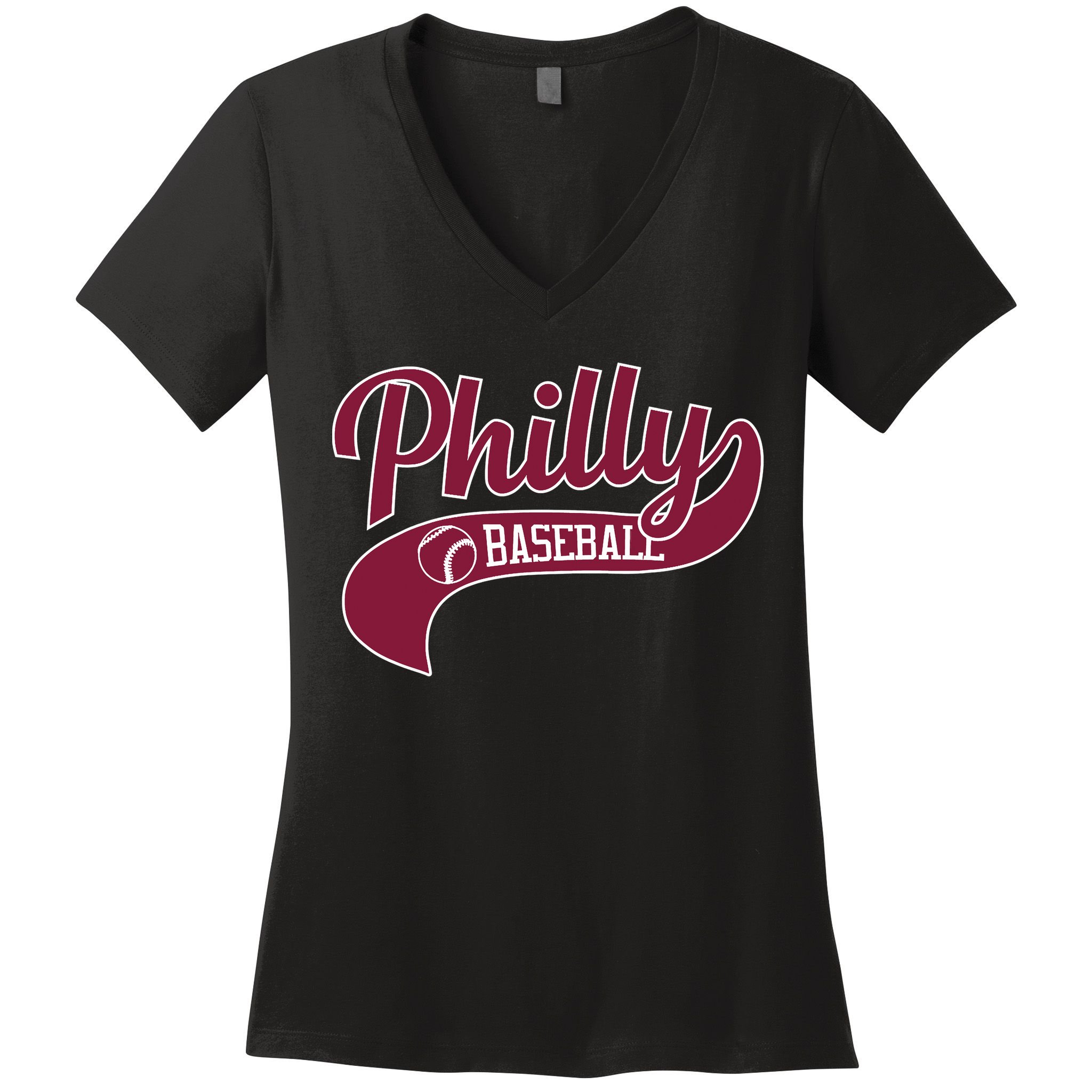 Vintage Philly Swoosh Retro Philadelphia Baseball Women's V-Neck T-Shirt
