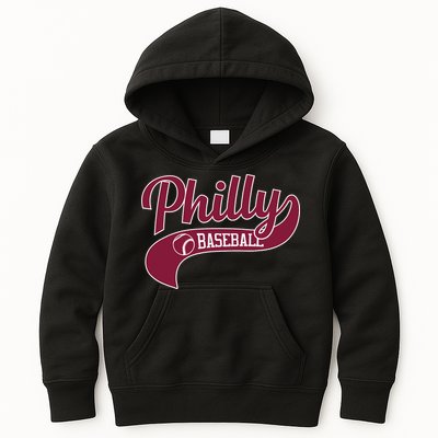 Vintage Philly Swoosh Retro Philadelphia Baseball Kids Hoodie
