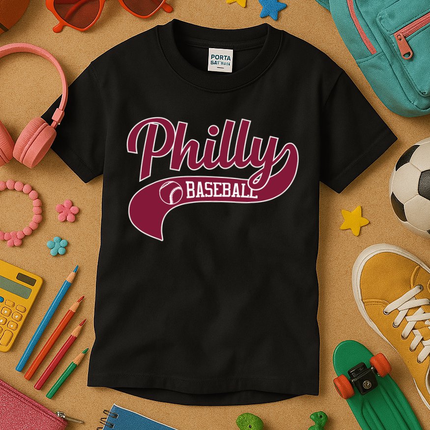 Vintage Philly Swoosh Retro Philadelphia Baseball Kids T-Shirt