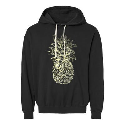 Vintage Pineapple Summer Vacation Graphic Garment-Dyed Fleece Hoodie
