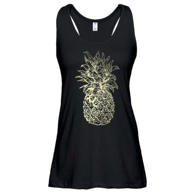 Vintage Pineapple Summer Vacation Graphic Ladies Essential Flowy Tank