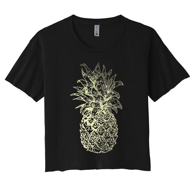 Vintage Pineapple Summer Vacation Graphic Crop Top