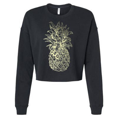 Vintage Pineapple Summer Vacation Graphic Cropped Pullover Crew