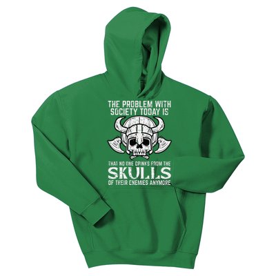 Viking Problem Society Today Skull Norse Mythology Kids Hoodie