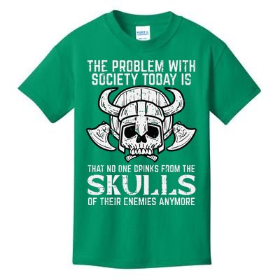 Viking Problem Society Today Skull Norse Mythology Kids T-Shirt