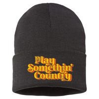 Vintage Play Something Country Music Saying Funny Retro 70S Sustainable Knit Beanie