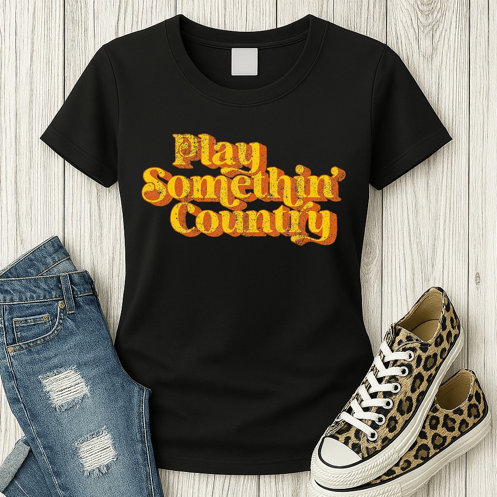 Vintage Play Something Country Music Saying Funny Retro 70S Womens T-Shirt
