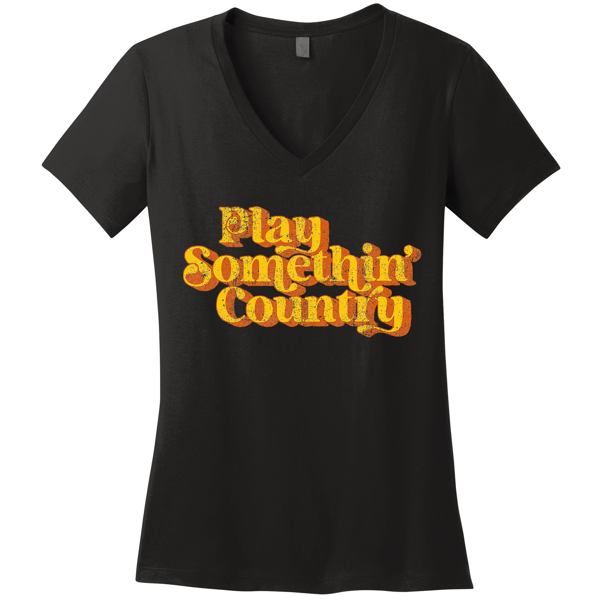 Vintage Play Something Country Music Saying Funny Retro 70S Women's V-Neck T-Shirt
