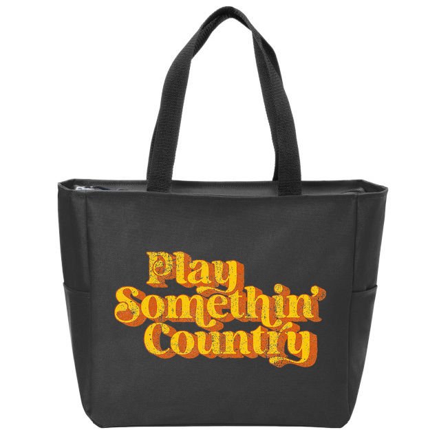 Vintage Play Something Country Music Saying Funny Retro 70S Zip Tote Bag