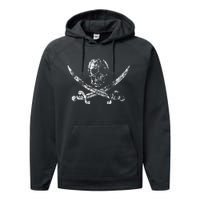 Vintage Pirate Skull Performance Fleece Hoodie